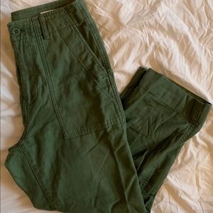 Green straight leg pants